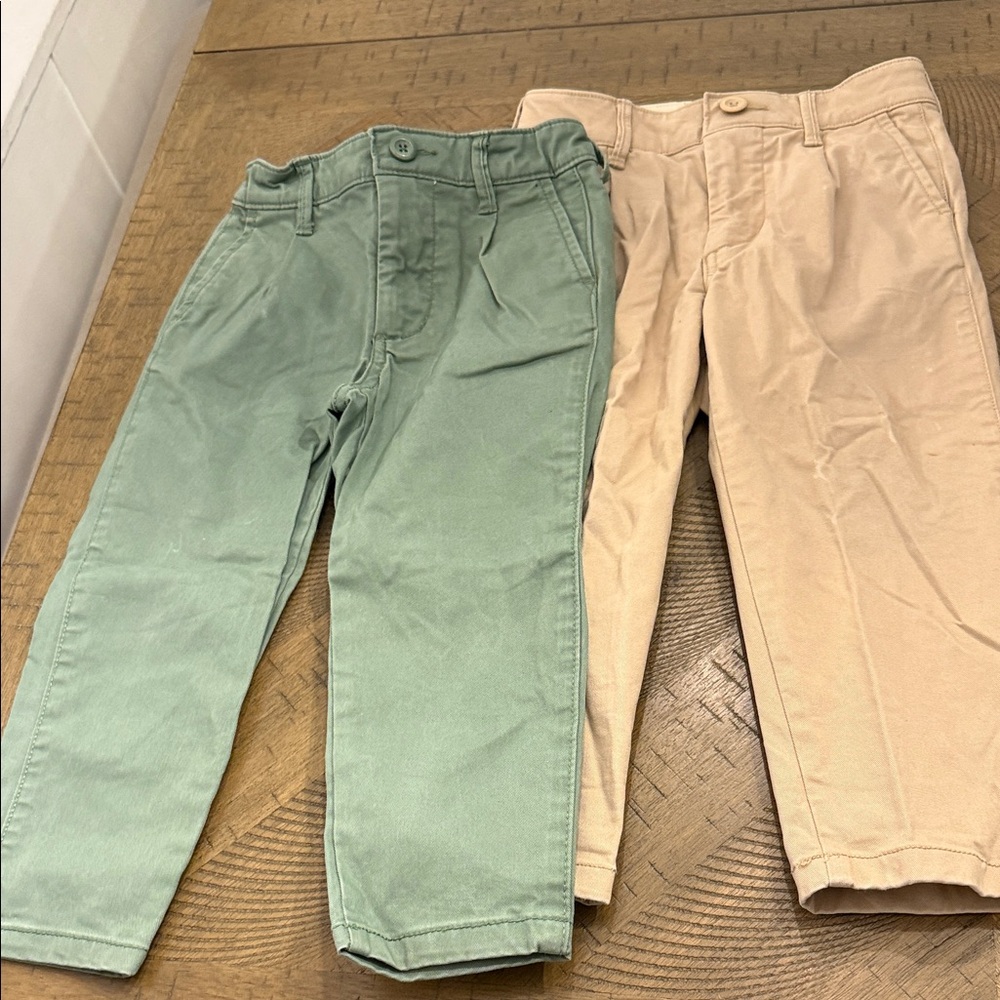 Children's Twill Pull-On Pants - Sage Green and Khaki